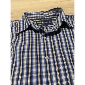 Polo Ralph Lauren Men's Long Sleeve Button Down XL Blake 100% Cotton Blue Plaid‎